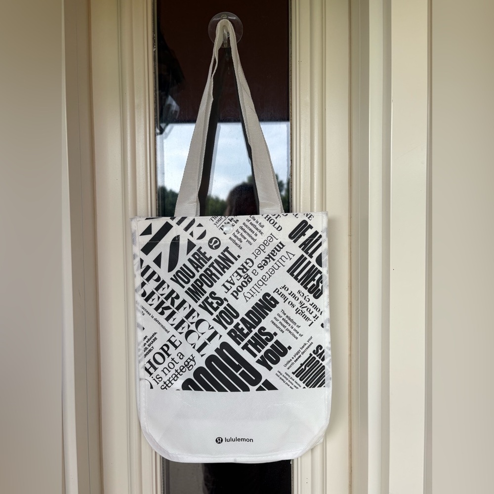 Lululemon Reusable Tote Bag with Motivational Quotes 12" x 9"